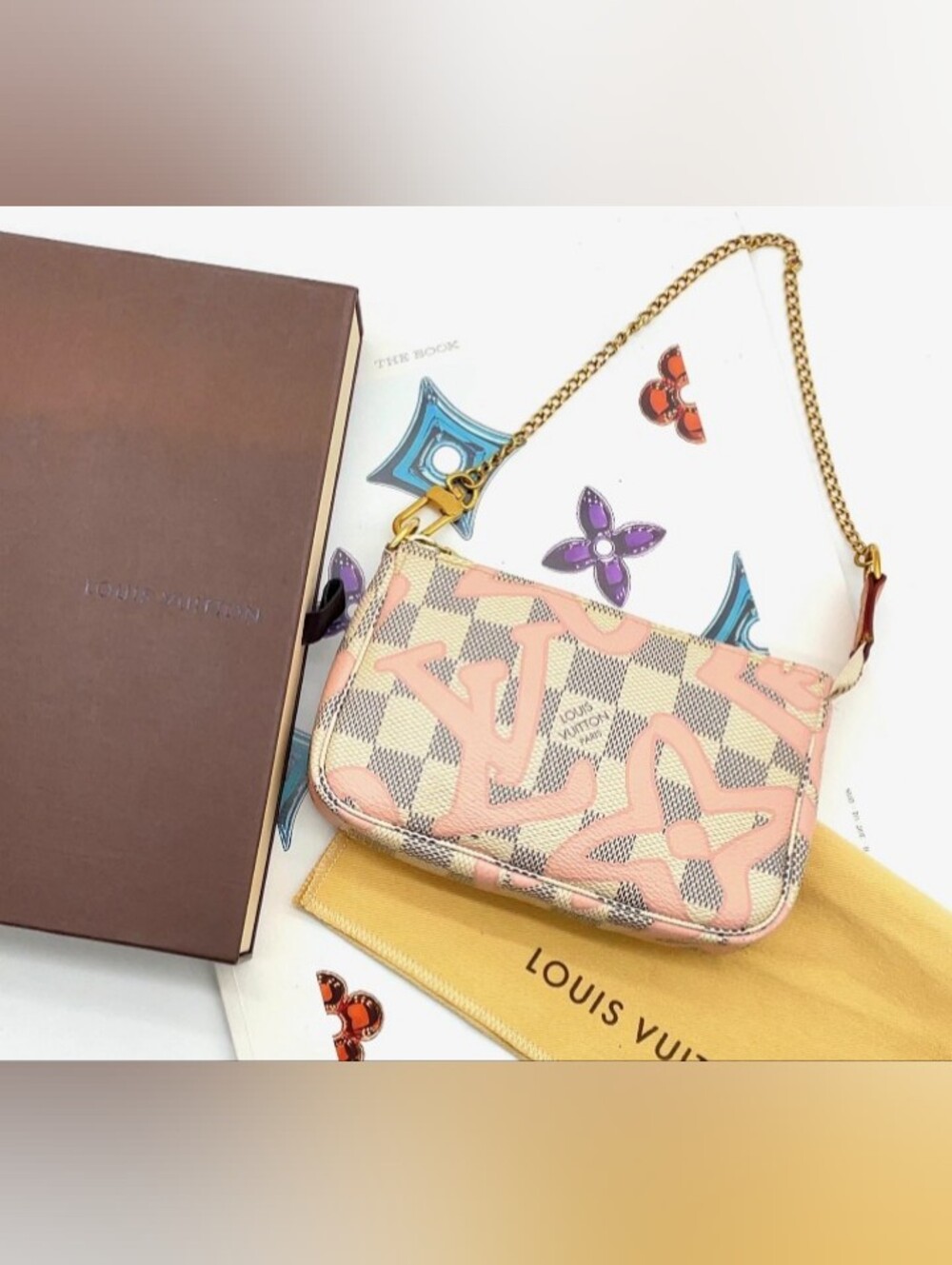 SALE! Louis Vuitton Damier Azur Tahiti Mini Accessory Pouch W/DB/Box - Picture 10 of 11